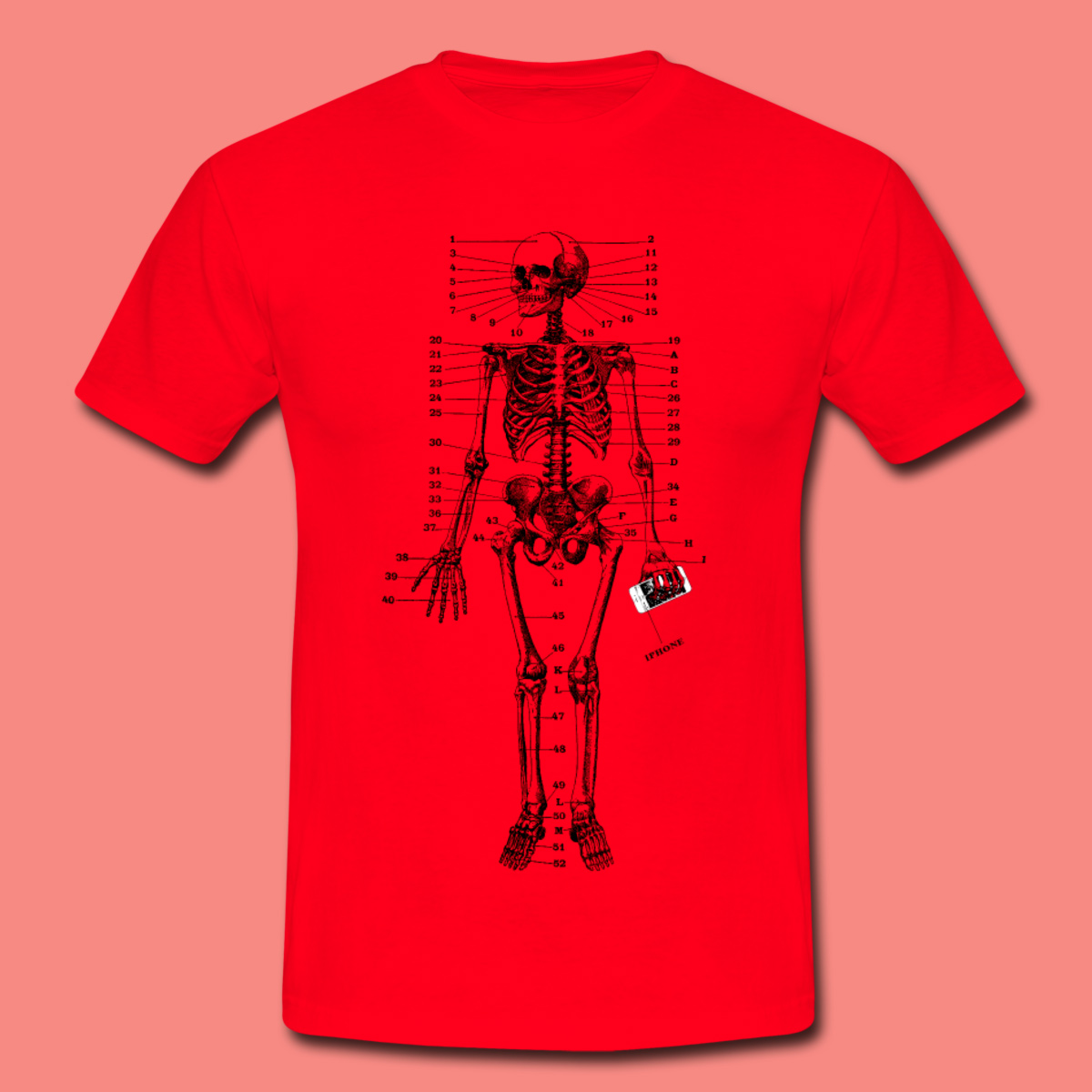 foro atleta Industrializar camiseta hombre con estampado esqueleto humano